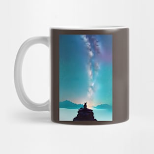 Galaxy Cat Double Exposure - Modern Digital Art Mug